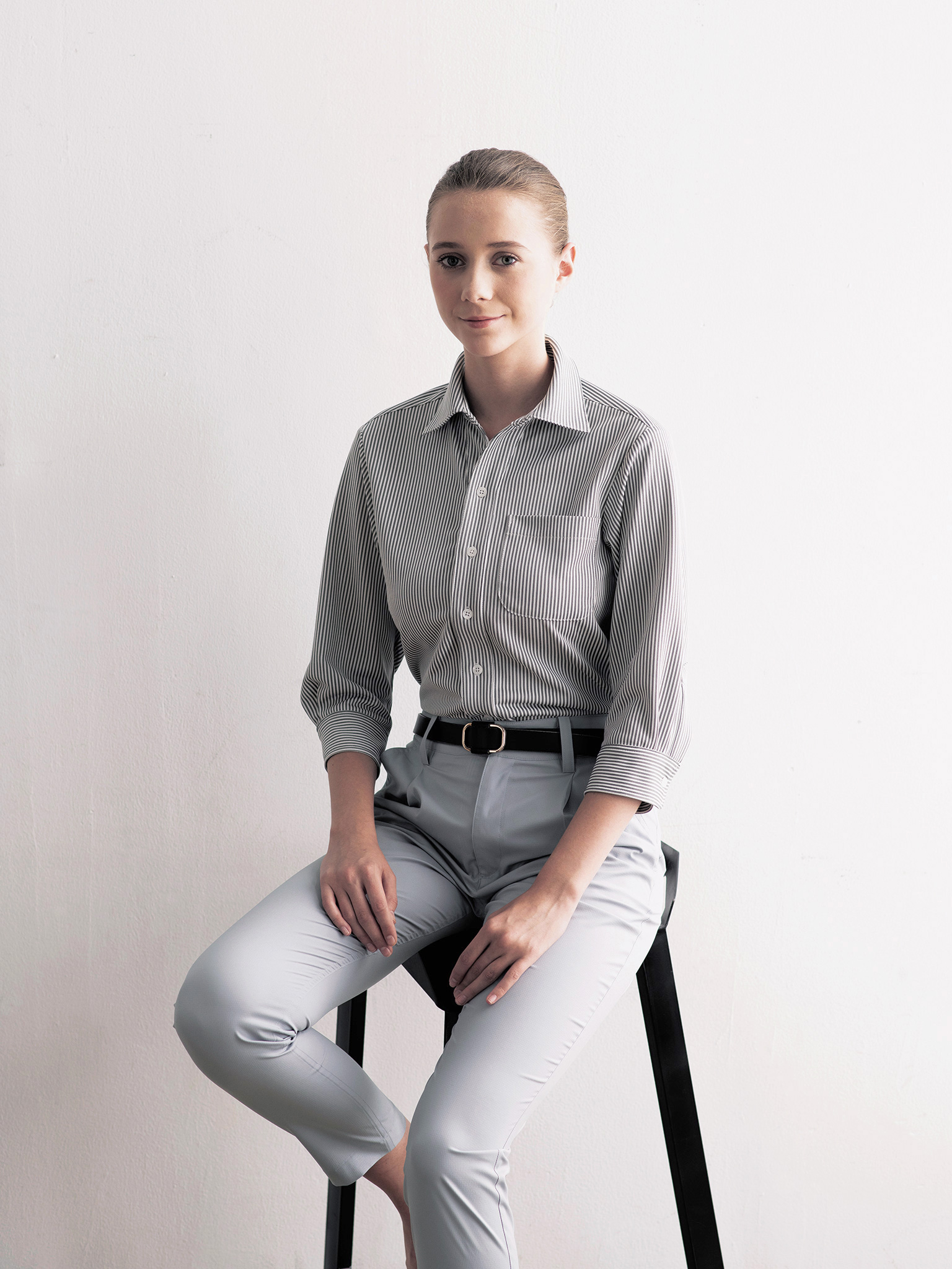 ストライプジャージーシャツ